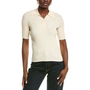 Lafayette 148 New York Womens Polo Silk-Blend Sweater, Tan